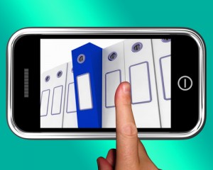 Smartphone With Files To Show Organizing Data