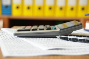 Calculator on office desk